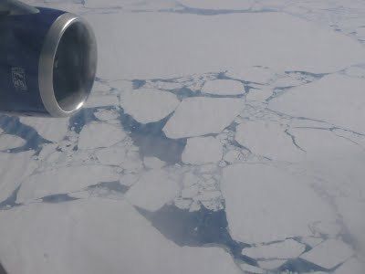 Flying over the ice cap